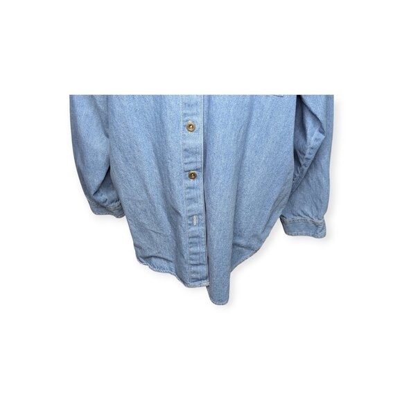 Vintage Nut Cracker Denim Christmas Embroidered Long Sleeve Button Front Top - Picture 3 of 13